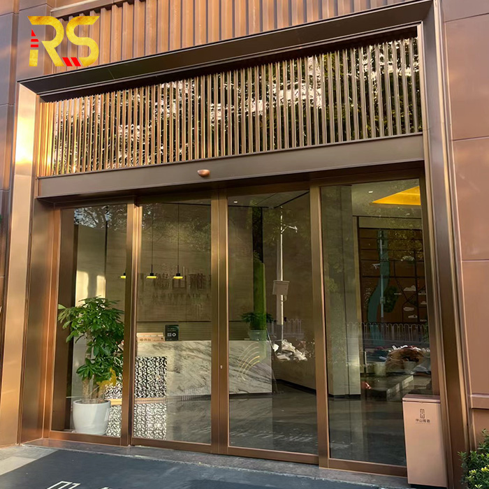 Foshan Stainless Steel Floor Spring Glass Door Exterior Front Entry Door Residential Luxury Front Double Entrance Door Design