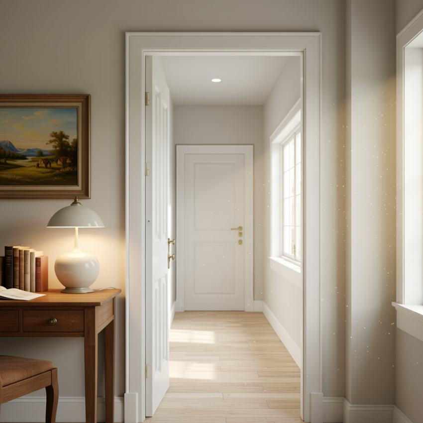 Minimalist Waterproof Painted Finished Solid Wood Interior Bedroom Door Wooden Door Models