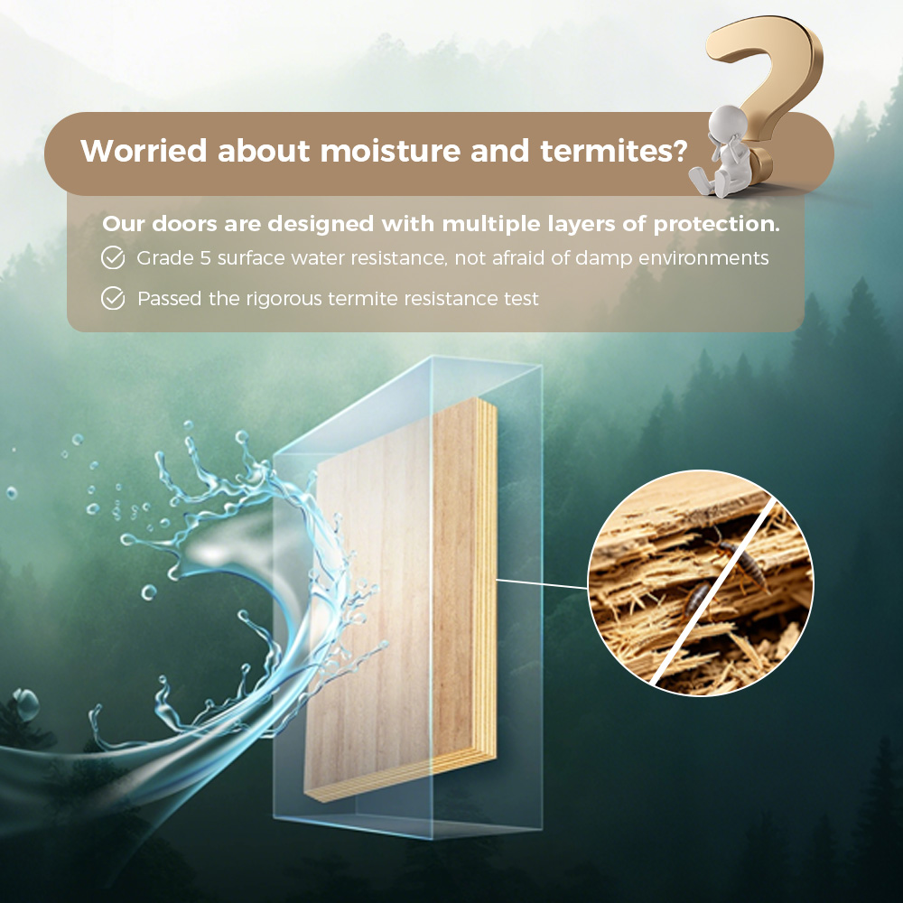 Modern Minimalist Flush Interior Door Sleek Matte Lacquer Wooden Door Soundproof Solid Core Internal Door For Modern Apartment