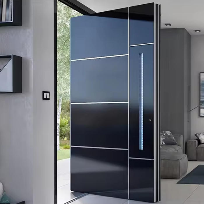 Customize House Anti-theft Entry Pivot Door Black Aluminum Stainless Steel Villa Exterior Security Entrance Front Main Door