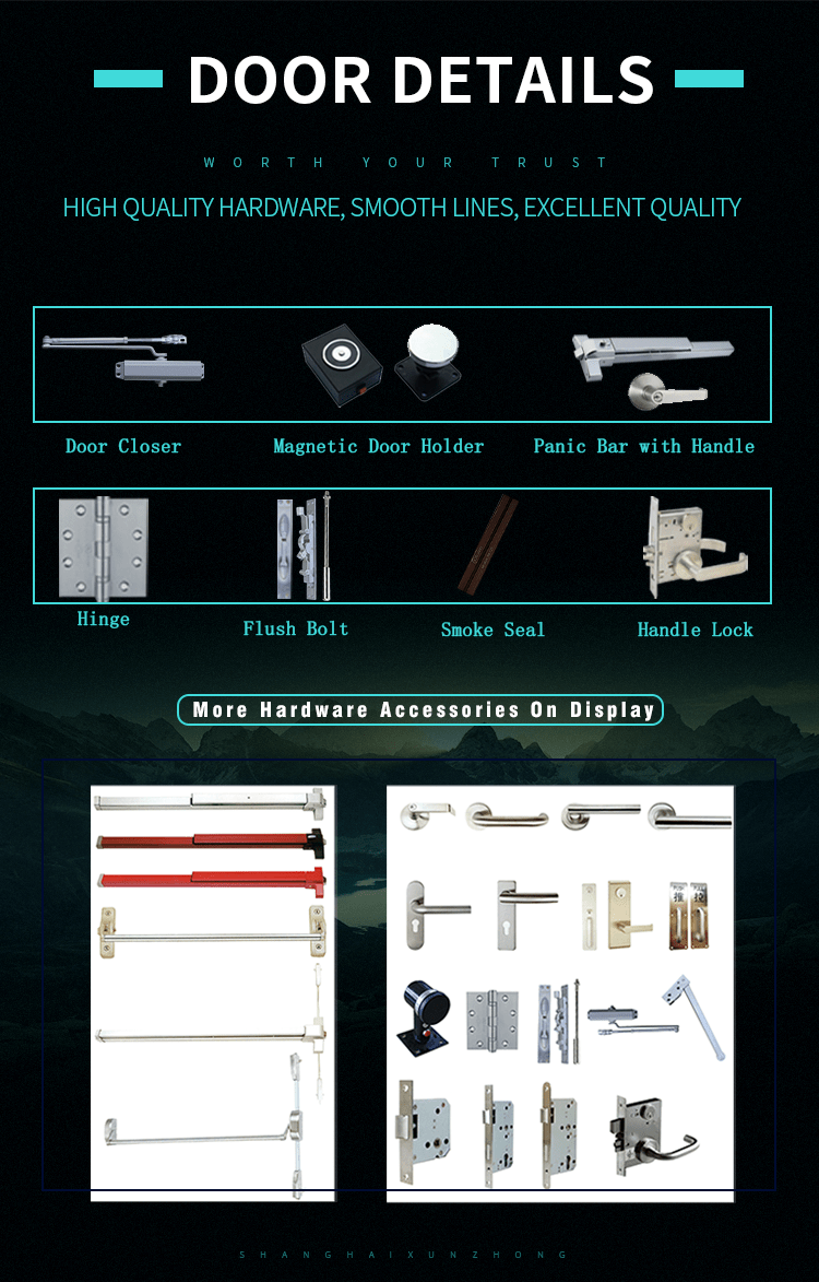 Various hardware fittings for commercial fire doors