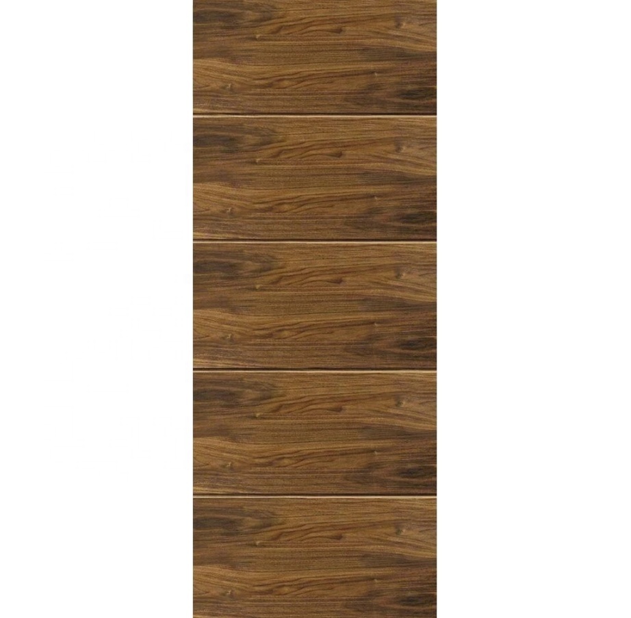 Modern Carved Walnut Veneer Engineered Composite Solid Wooden Interior Flush Doors for Hotel Apartment Decoration Acoustic