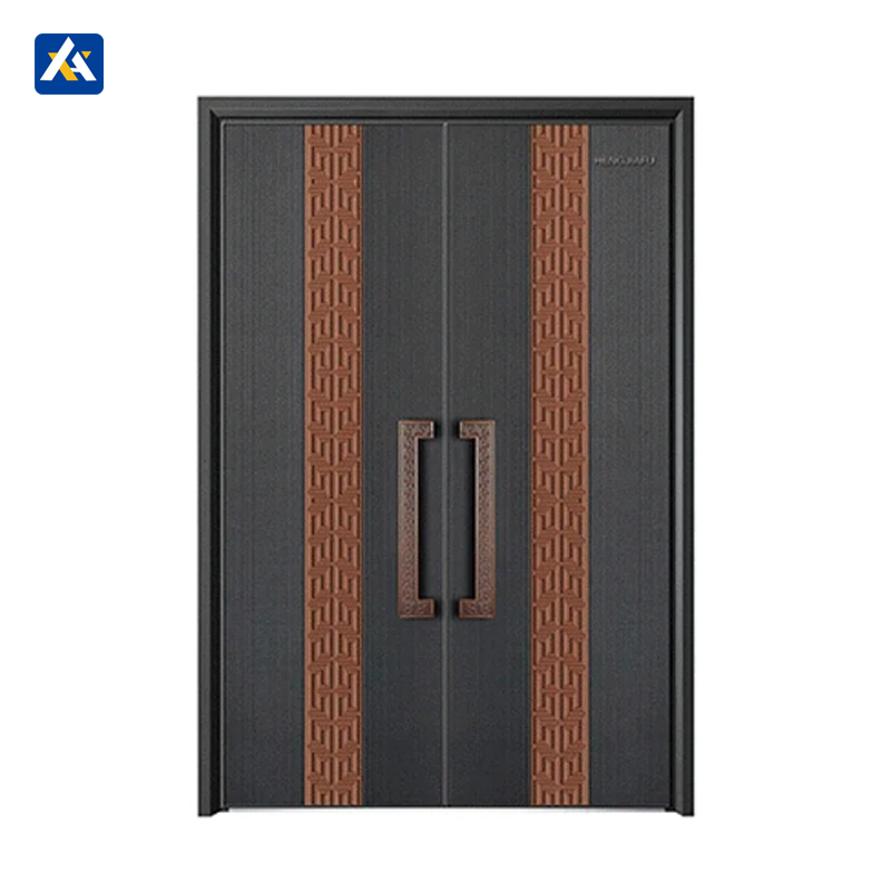 Custom Waterproof Finished Copper Paint Cast Aluminium Door Tank Design Security Front Door for Luxury House Courtyard Entry