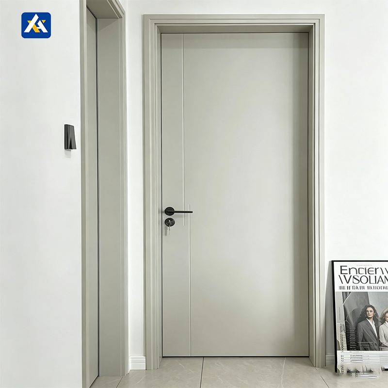 Natural Wood Veneer MDF Interior Door For Bedroom Living Room Modern Simple Design Household Internal Wooden Door Factory