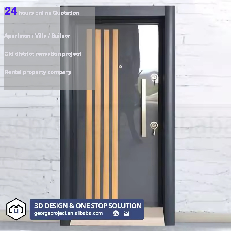 Nigeria Villa Project Aluminum Entrance Door Metal Exterior Solid Wood Aluminum Modern Front Entry Door Entrance Pivot Door
