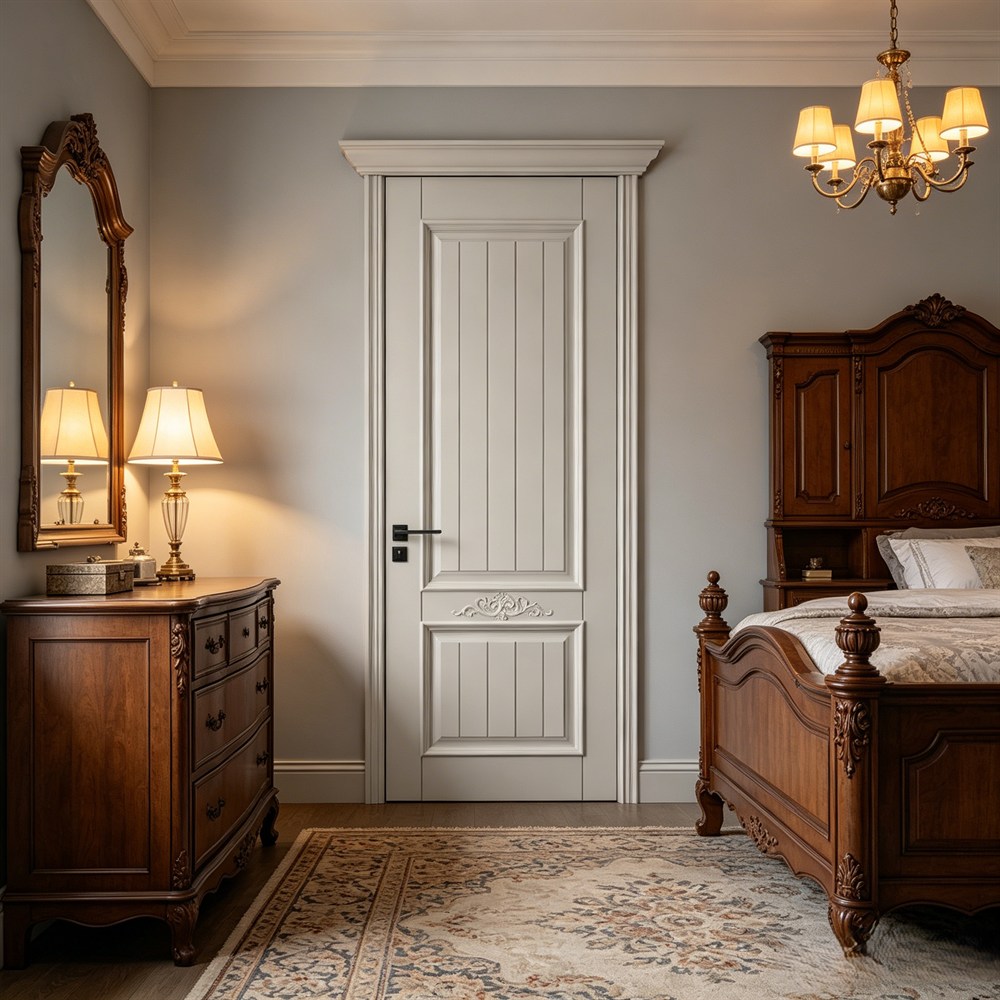 Luxury Modern Arched Interior Wooden Door Customizable Natural Oak Texture Room Door For Minimalist Villa