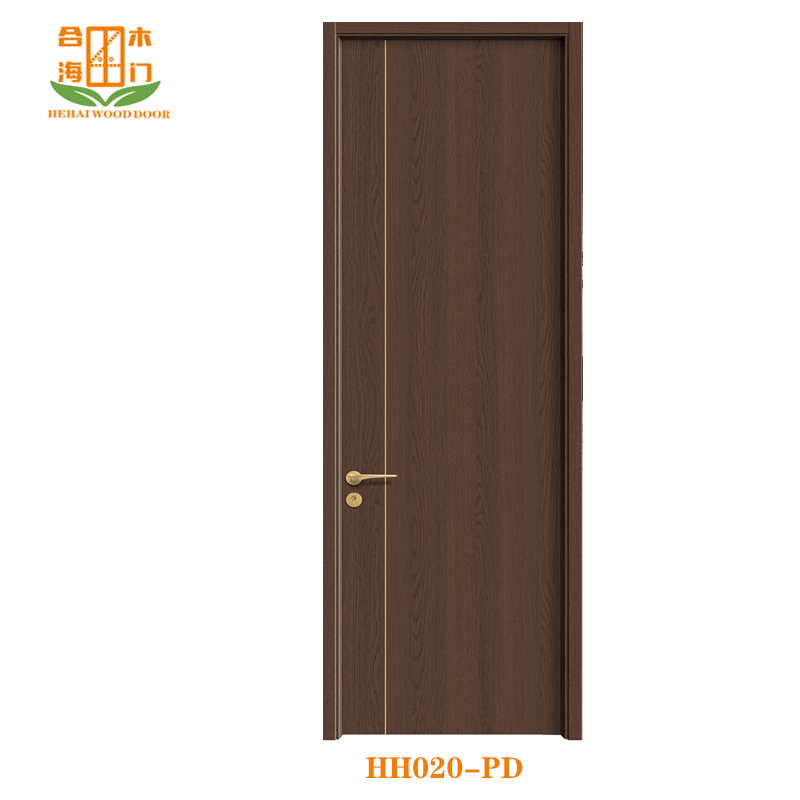 High Quality Contemporary Interior Full WPC PVC Door Wood Veneer Water Resistant Finished Screen Doors for Apartments Hotels