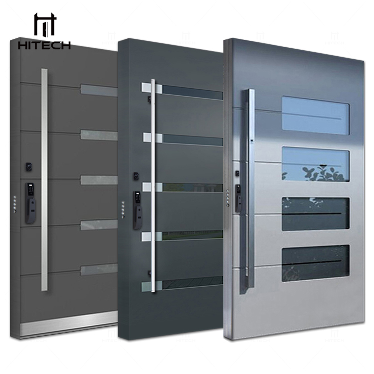 American Modern Luxury Entrance Security Front Door Aluminum Glass Pivot Main Door