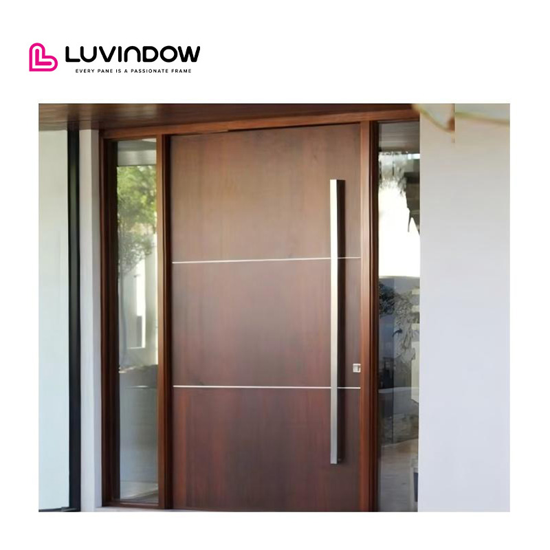 Main Entrance Interior Large Front Door Low-E Glass Single Exterior Aluminum Modern Front Entry Wooden Pivot Door