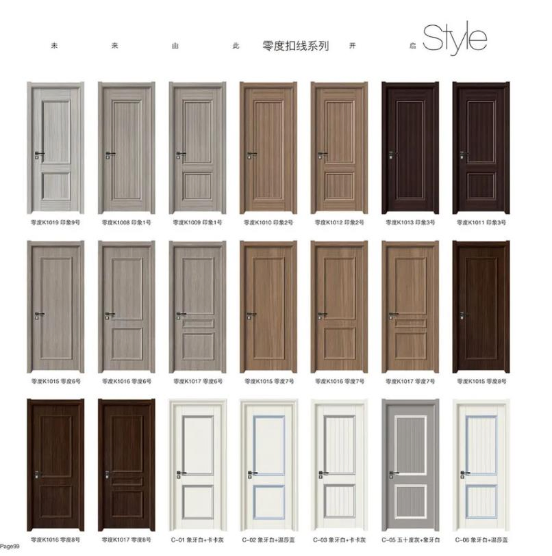 Hotel Using White Color Waterproof Bathroom Toilet Room Doors Modern Design WPC PVC Interior Doors for Sale