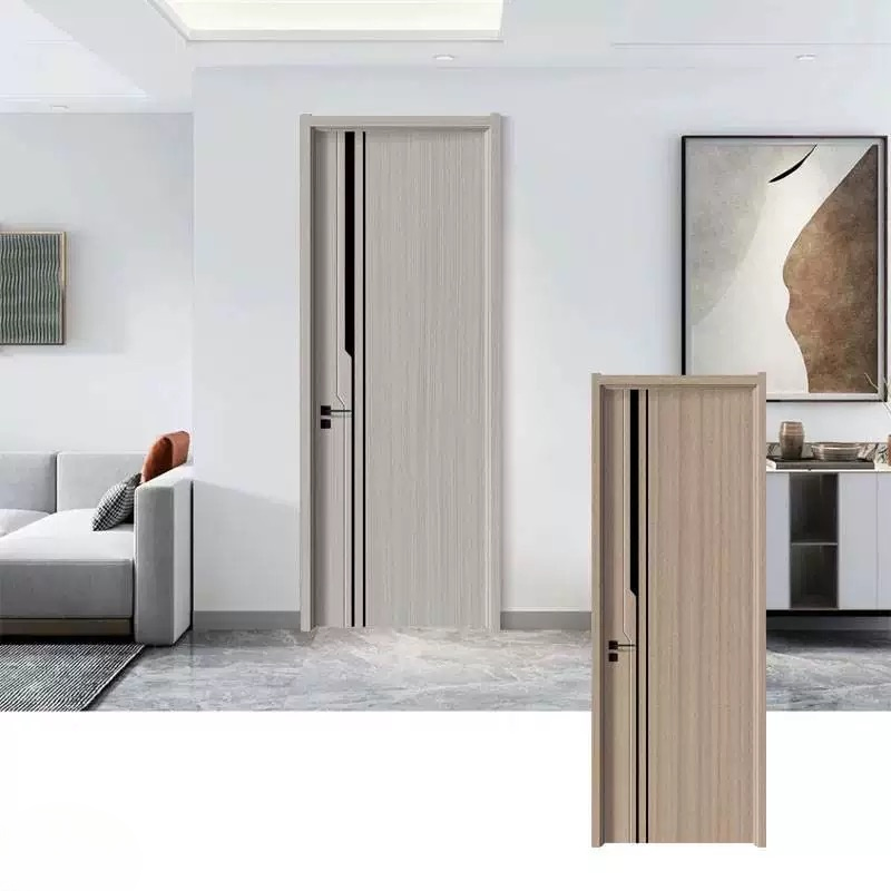 China Factory 100% Water Proof Wooden Hotel House Apartment Hotel Bedroom Bathroom Wood Plastic MDF Plain Prehung PVC Interior Room WPC Frame Door
