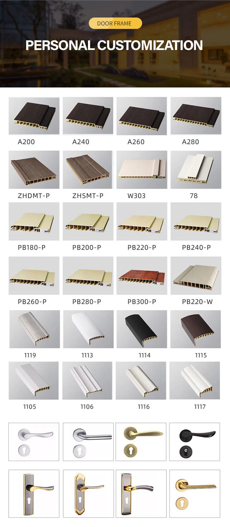 Primed Waterproof Bathroom Bedroom WPC Painted Door Frame