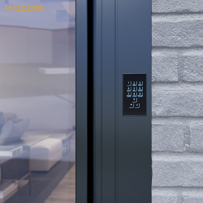 WAZZOR NFRC Certified High Load Bearing 500kg Capacity Aluminum Glass Pivot Door for Luxury Villa Entrance Lobby
