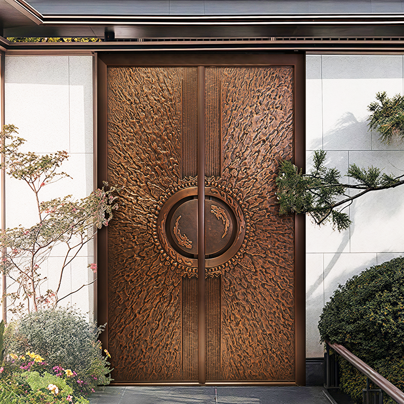China Supplier Luxury Entrance Villa Door Security Copper Front Door Carving Design Copper House Exterior Doors