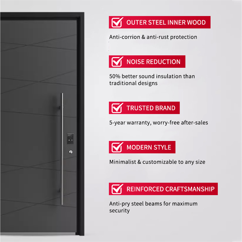 Elegant Aluminum Security Pivot Door with Elegant Glass Design for Front Entry Living Room Exterior &amp; Hotel/Villa Use