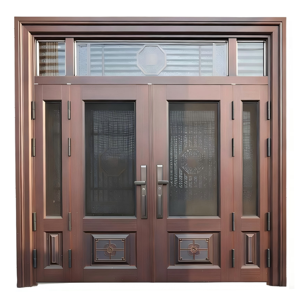 Luxury Villa Zinc Alloy Entry Door with Unique Custom Design Palace Anti-corrosion Rose Gold Security Grade