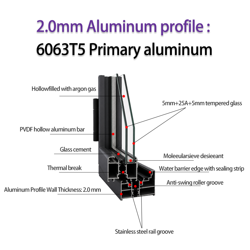EOKO Smooth Sliding Aluminum Bi-fold Door For Patio Entrance Space Maximizing Weatherproof Folding Glass Doors Villa