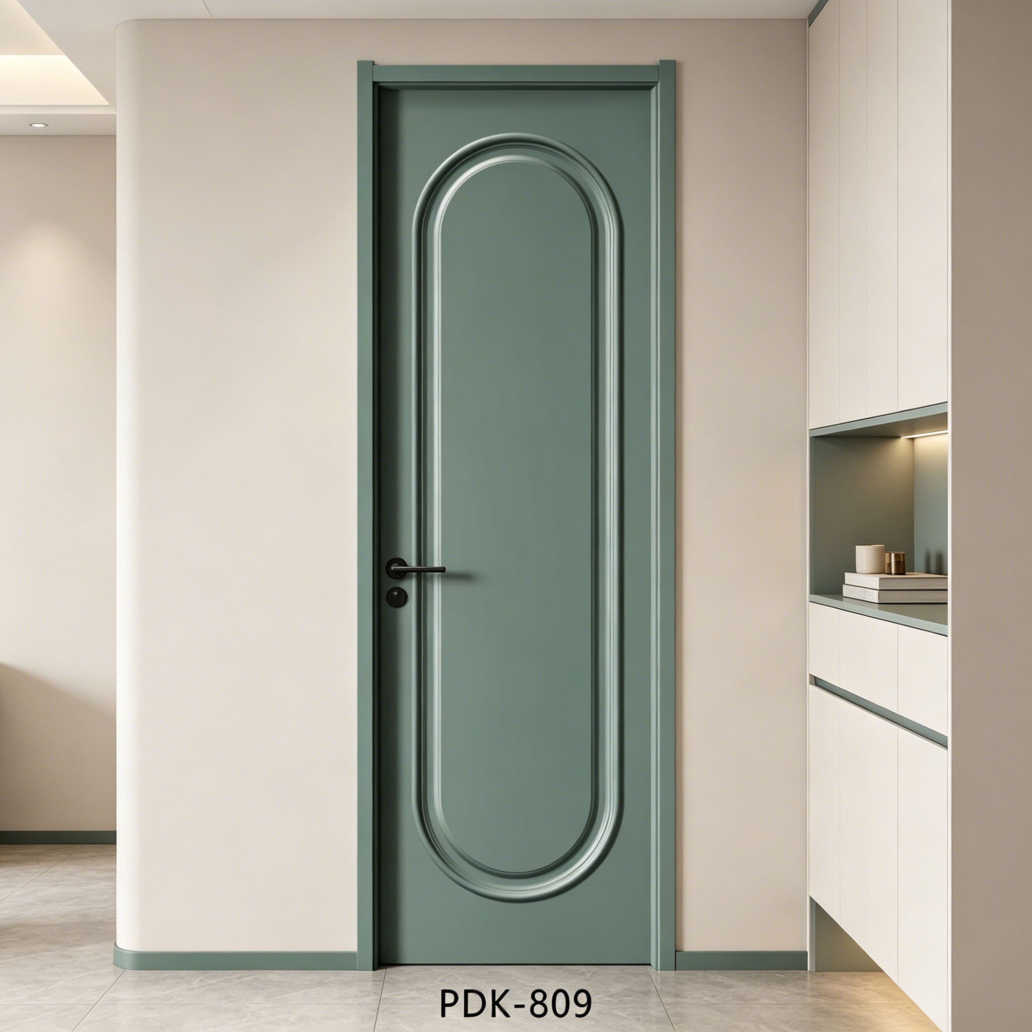 Modern Minimalist Flush Interior Door Sleek Matte Lacquer Wooden Door Soundproof Solid Core Internal Door For Modern Apartment