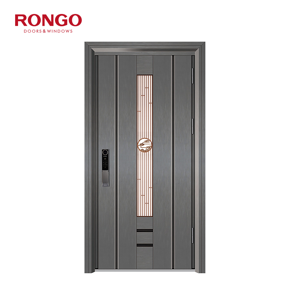 RONGO Modern Stainless Steel Entrance Armored Door for Apartment &amp; Villa Bullet-Proof Finished Front &amp; Entrance