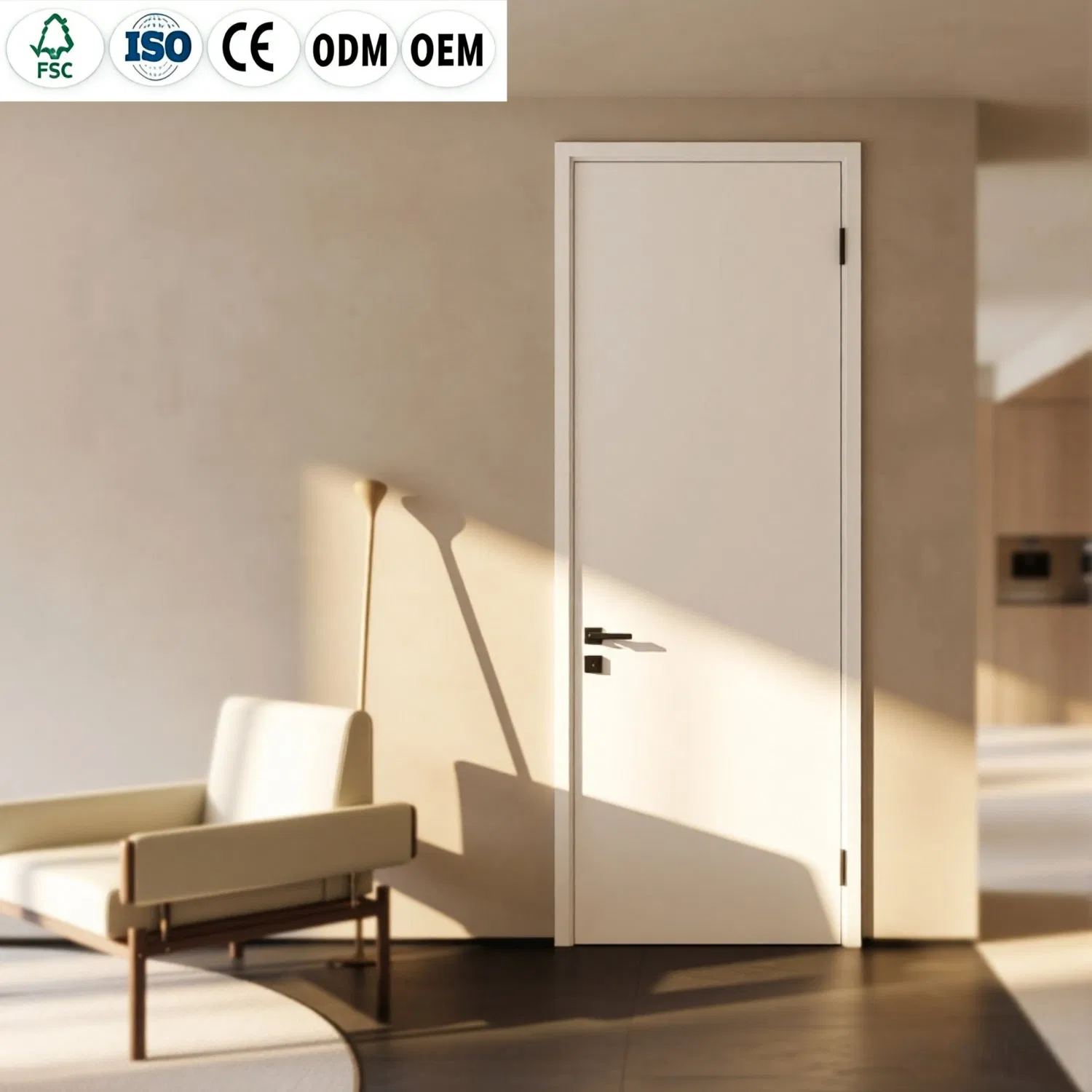Factory Direct Custom Timber Doors - Fire Retardant Interior Room Door with Solid Core, Real Wooden, WPC, MDF &amp; PVC Finish, Plain Solid Wood Door for Residentia