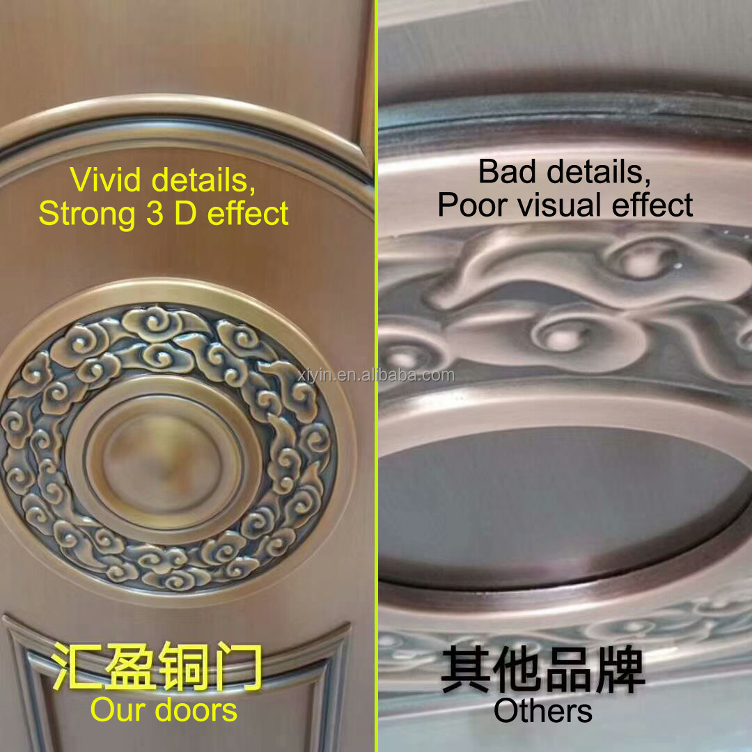 Luxury House Entrance Front Door Design Real Copper Material Decorative Armored Security Doors