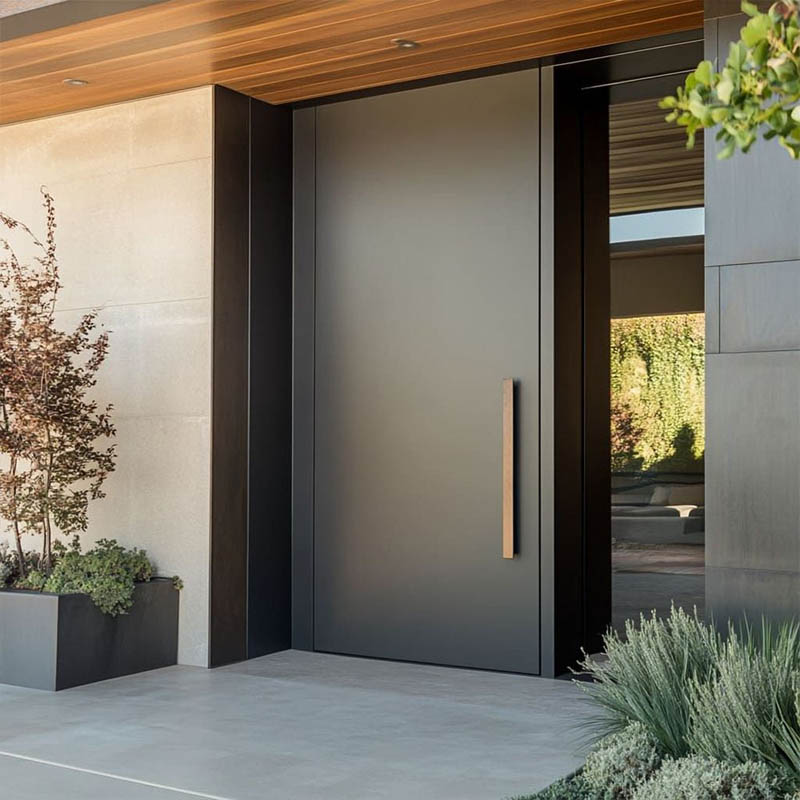 Villa Residential Entrance Security Doors Modern Steel Pivot Entry Doors Aluminium Mental Front Exterior Doors