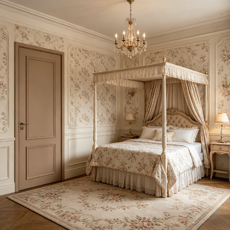 Custom French-style Solid Wood Composite Polymer Interior Doors With Sound Insulation For Hotel Apartment Bedroom