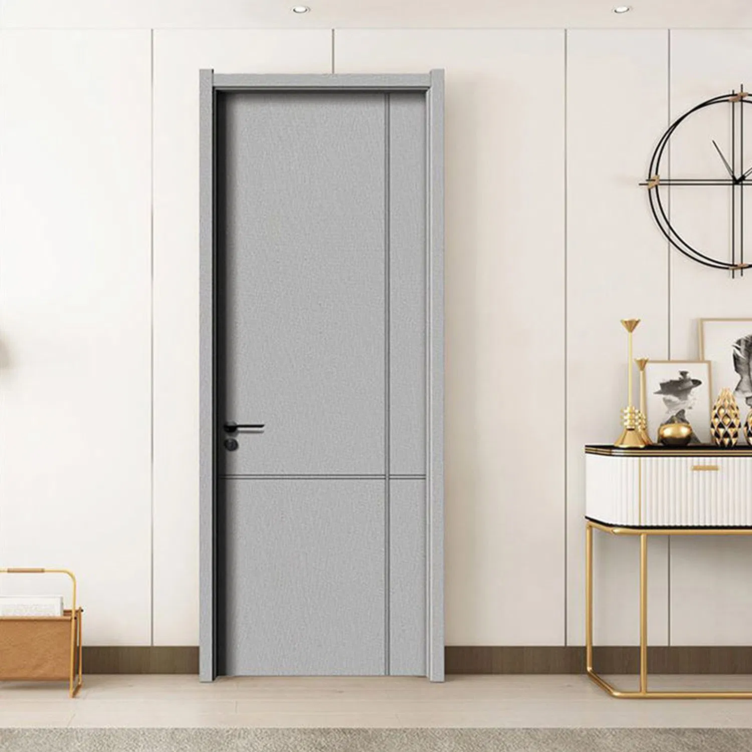Wholesale Factory Price Waterproof WPC Door Customer PVC Door Bathroom Interior Door MDF Security Interior WPC Door Painted Wooden Entrance Room Door