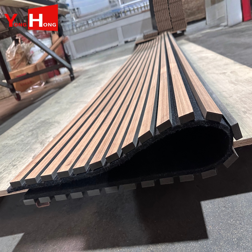 Professional SoundProof Panels For Walls Noise Cancelling Acoustic Wall Panel Eco-friendly PET Polyester Fiber Wood Veneer Slat
