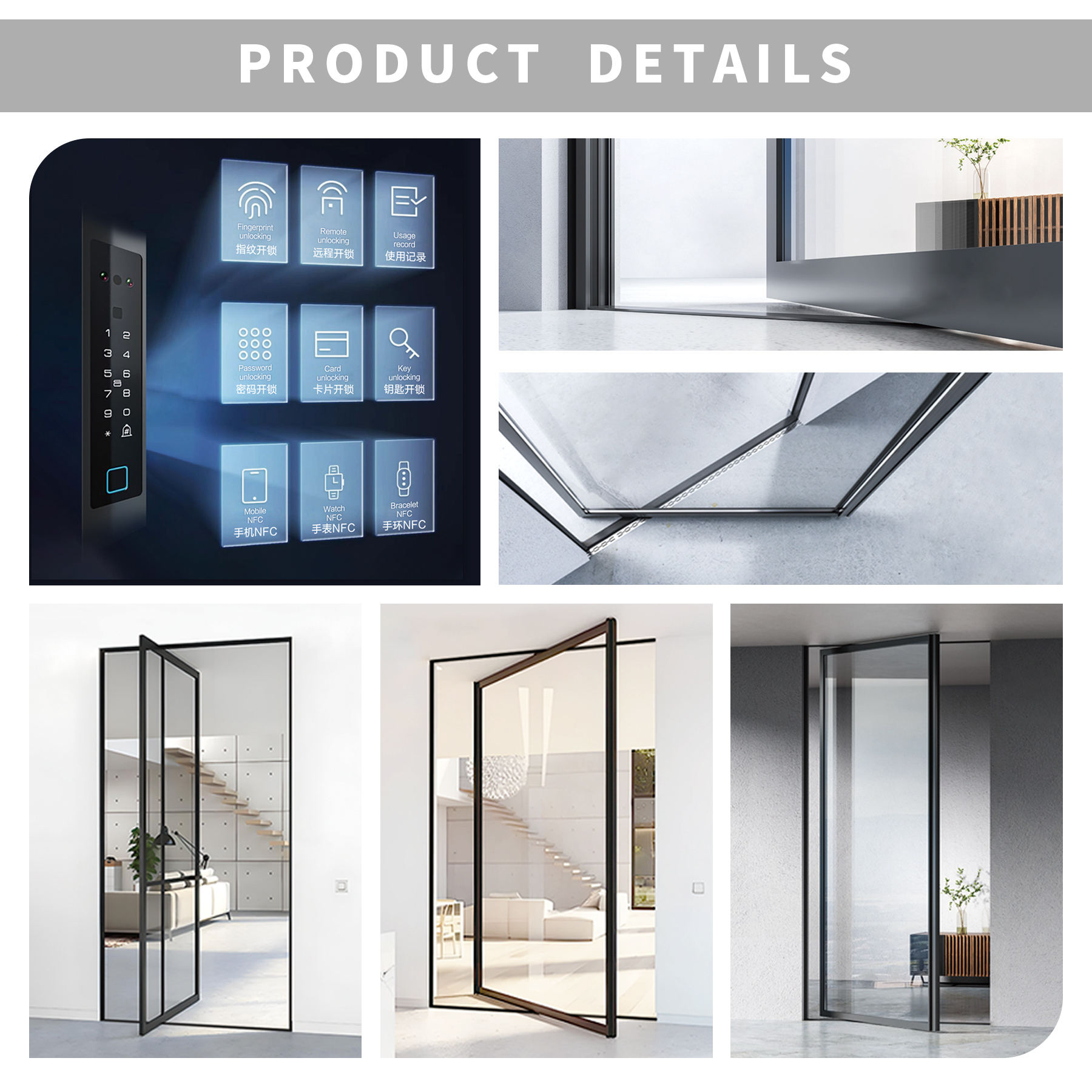 SUNGYE European Style Aluminium Pivot Door Large Double Tempered Insulation Glass Modern Entrance Doors for Luxury Villa