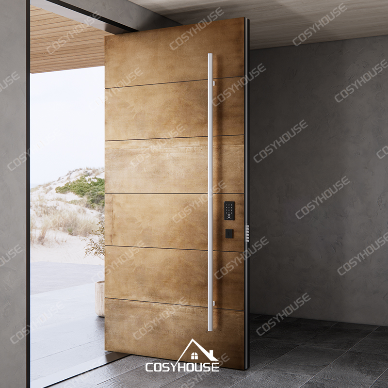 Cosyhouse Latest Design Copper Color Aluminum Armored Entrance Door Copper Finish Security Door Copper Gate Exterior Main Door