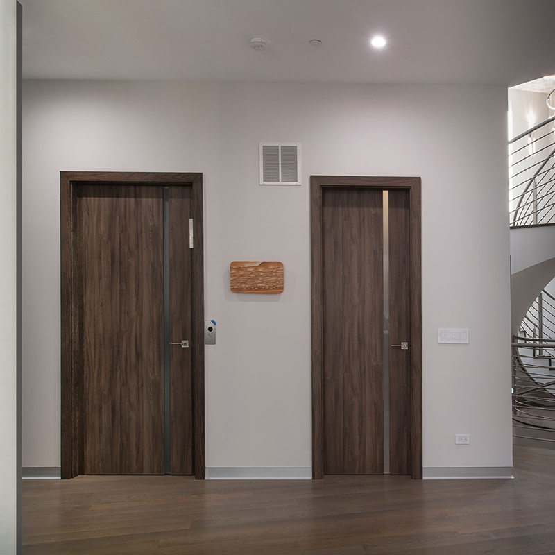 Hot Sale Engineered Veneer Entrance Wood Door Flush Wood Doors With Glass Panel