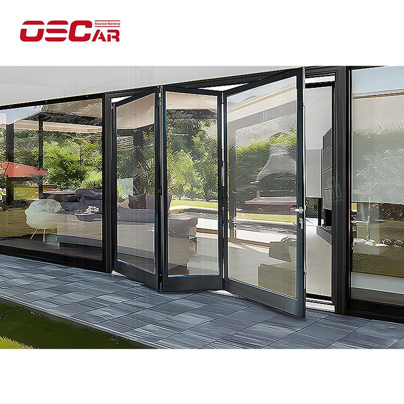 Aluminium Pivot Door Tempered Glass Big Panel Glass Modern Design Luxury Style Office House Villa Folding Door