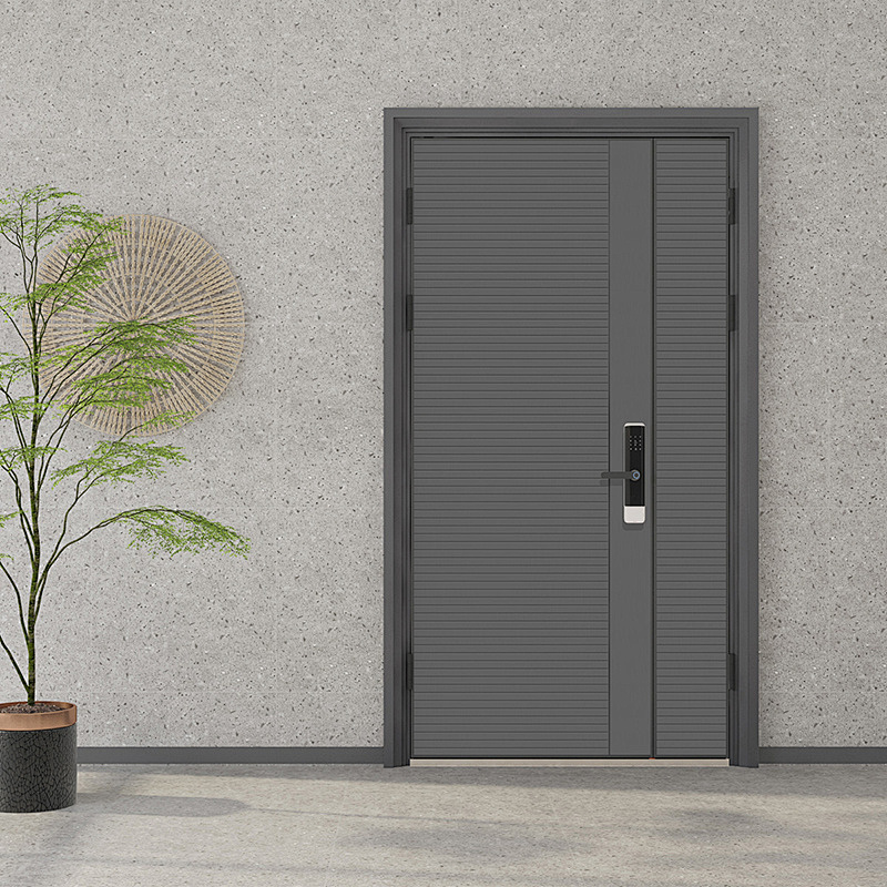 China Top Factory Modern American Design Entrance Exterior Bulletproof Security Metal Stainless Steel Front Pivot Door for Homes