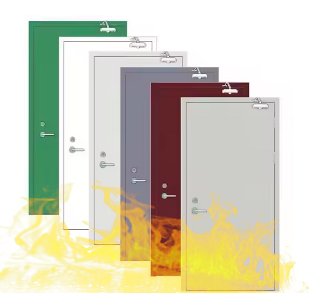 Customized Commercial-grade Galvanized Steel Fireproof Doors, Metal Frame Fireproof Doors