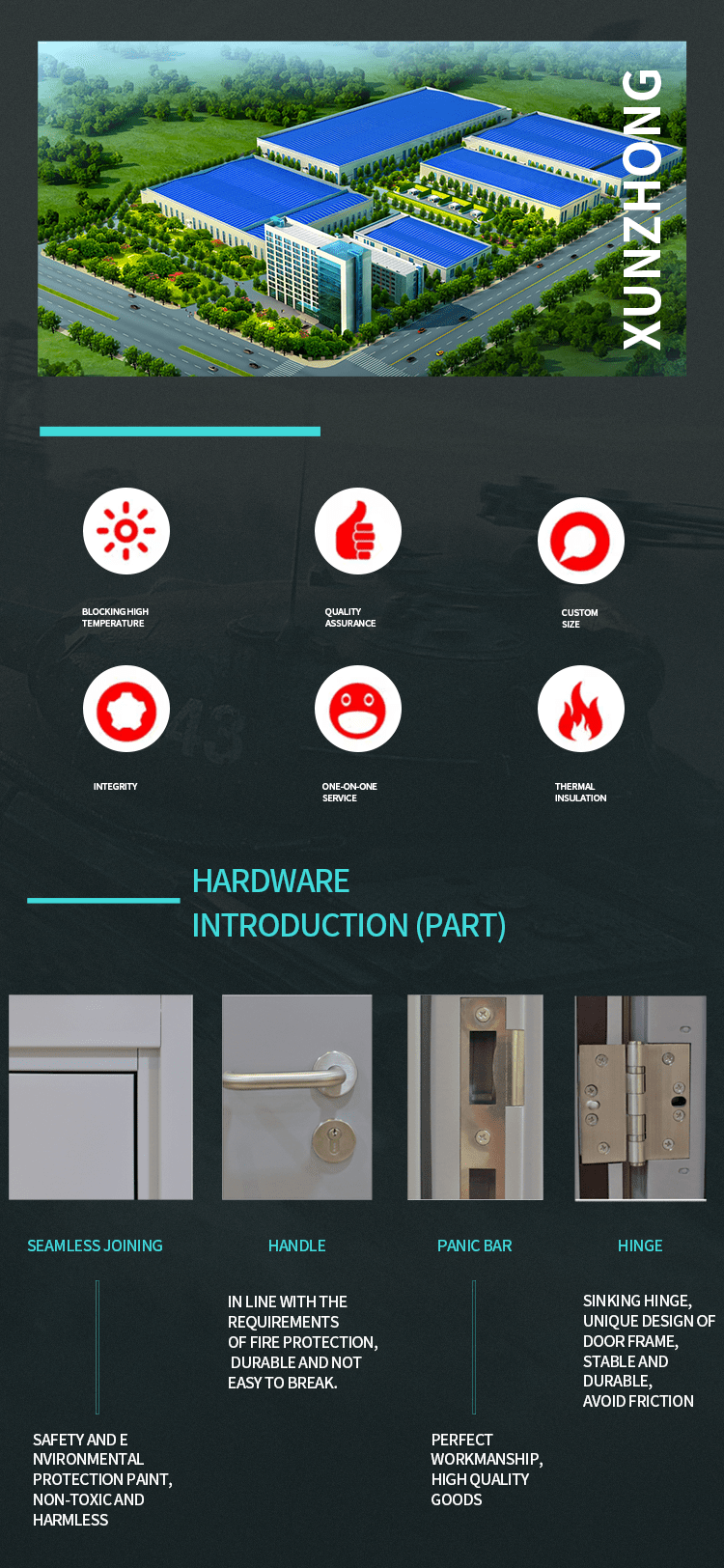 Detailed specifications of steel fire door
