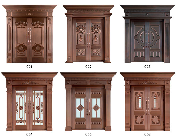 2025 Outdoor Security Door Copper Bulletproof Steel Plate Front for Villas Exterior Entry Door with Finished Surface