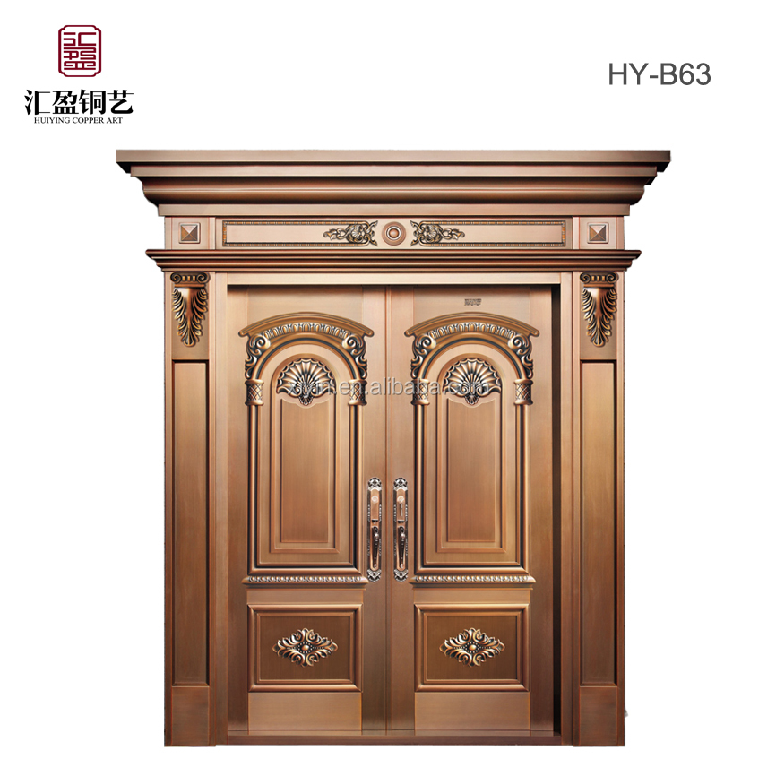 Luxury House Entrance Front Door Design Real Copper Material Decorative Armored Security Doors