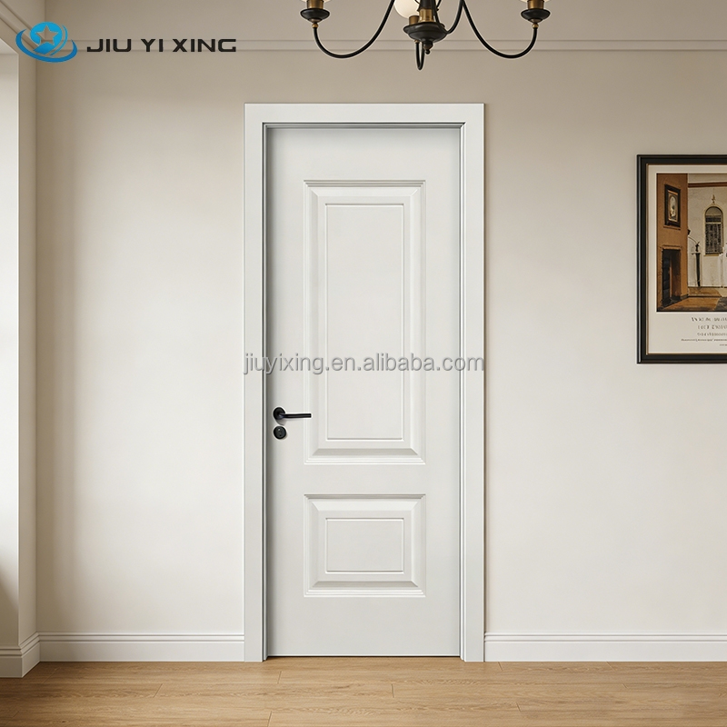 Jiuyixing Modern PVC Skin Veneer Sliding Flat Door Wpc Frame and Door Lightweight Cheap Price for Apartment