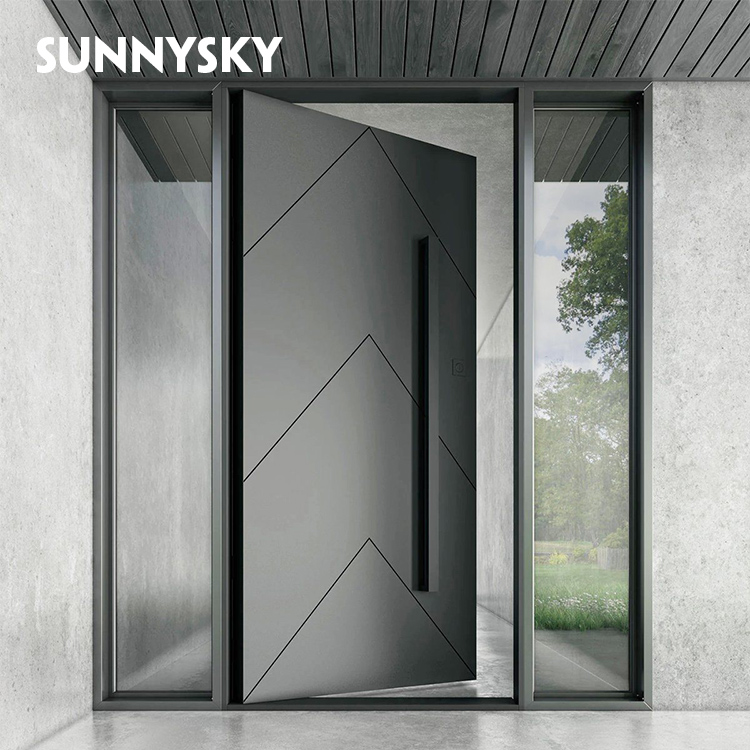 Modern Large Front Main Entrance Single Exterior Entry Aluminium Pivot Front Doors Details 1