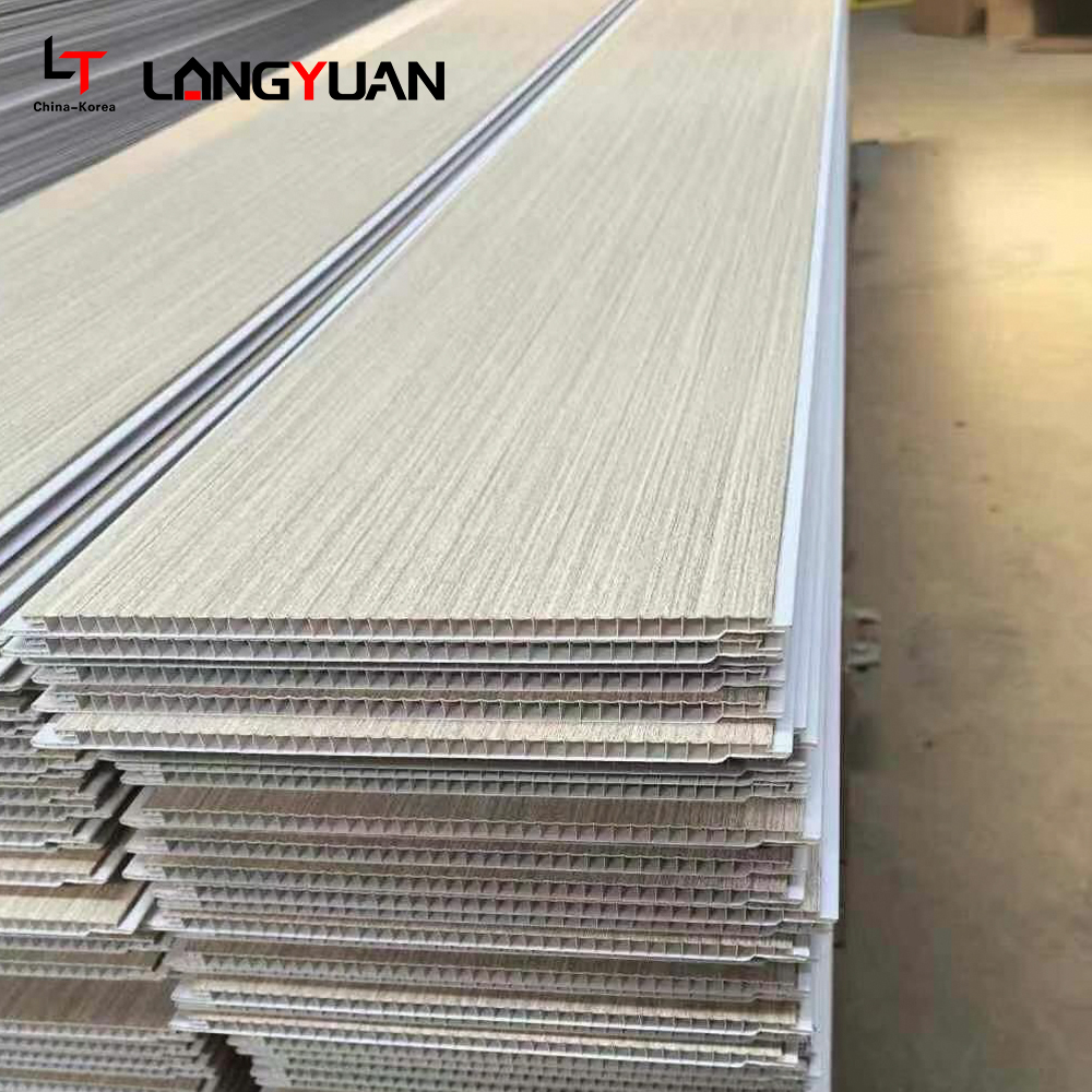 Wood Grain PVC Ceiling Panel 6-10 Mm WPC Board Strip For Interior Decoration 20/25/30 Cm Width Fireproof Waterproof