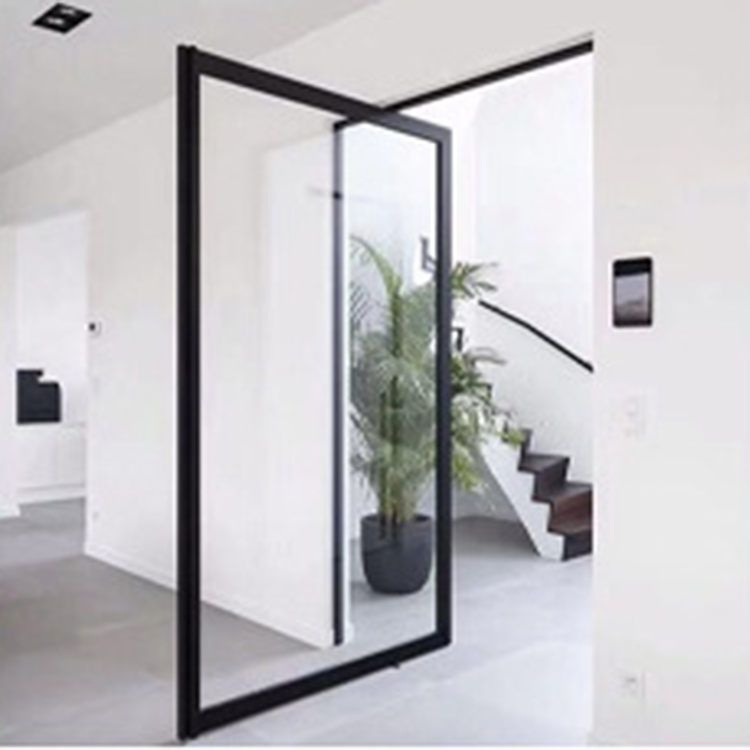 TW Modern Aluminum Front Security Tempered Glass Pivot Swing Door with Customized Colors and Kinlong Hardware for Villa
