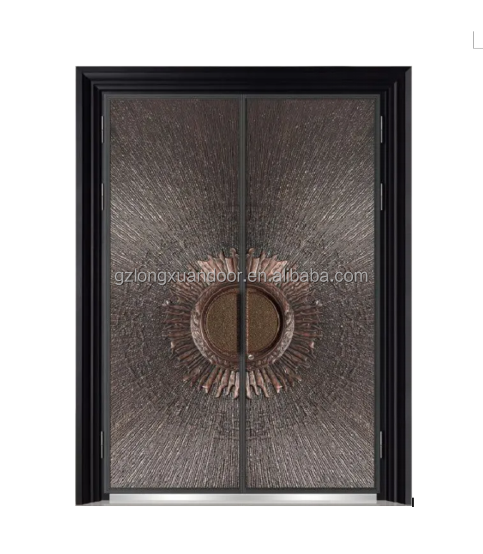 2025 Outdoor Security Door Copper Bulletproof Steel Plate Front for Villas Exterior Entry Door with Finished Surface