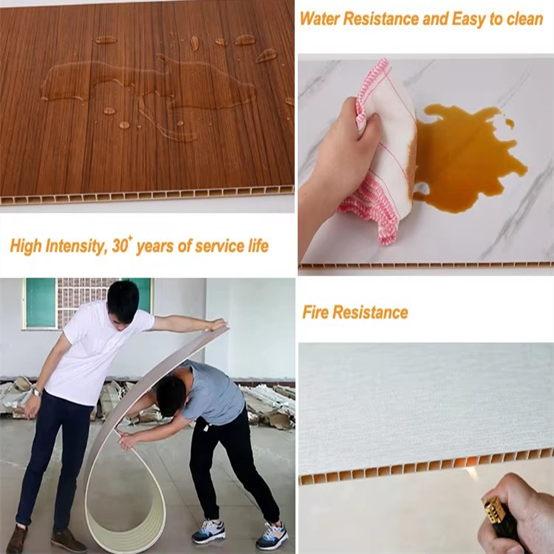 Wood Grain PVC Ceiling Panel 6-10 Mm WPC Board Strip For Interior Decoration 20/25/30 Cm Width Fireproof Waterproof