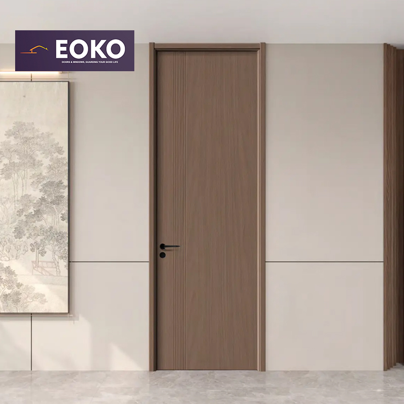 EOKO Luxury Solid Wood Interior Fire Proof Door With Door Frame For Hotel Bedroom Sound Insulation Wooden Door