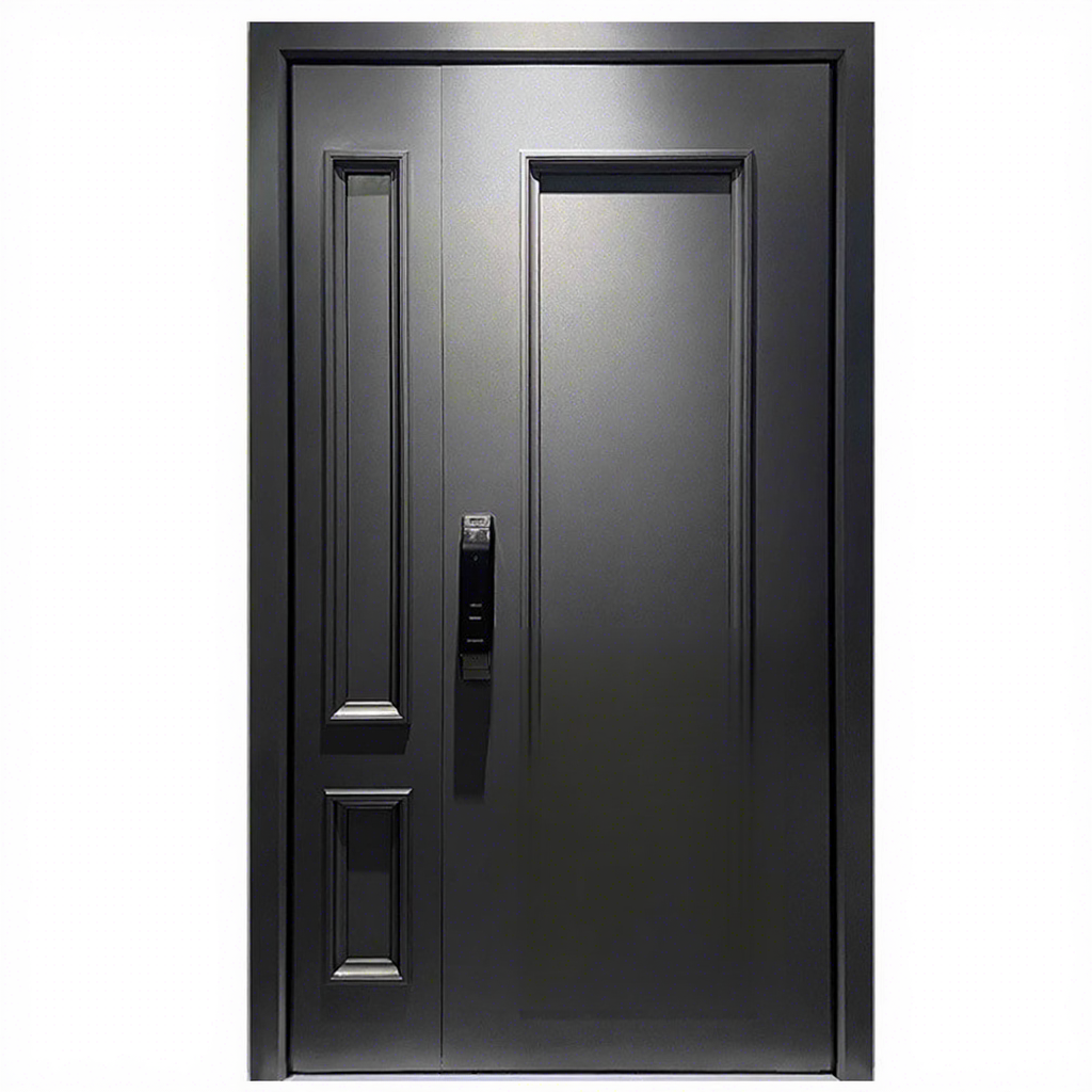 Intelligent Carved Aluminum Armored Security Door Anti-Theft Postmodern Design Side Opening for Villa Entrance