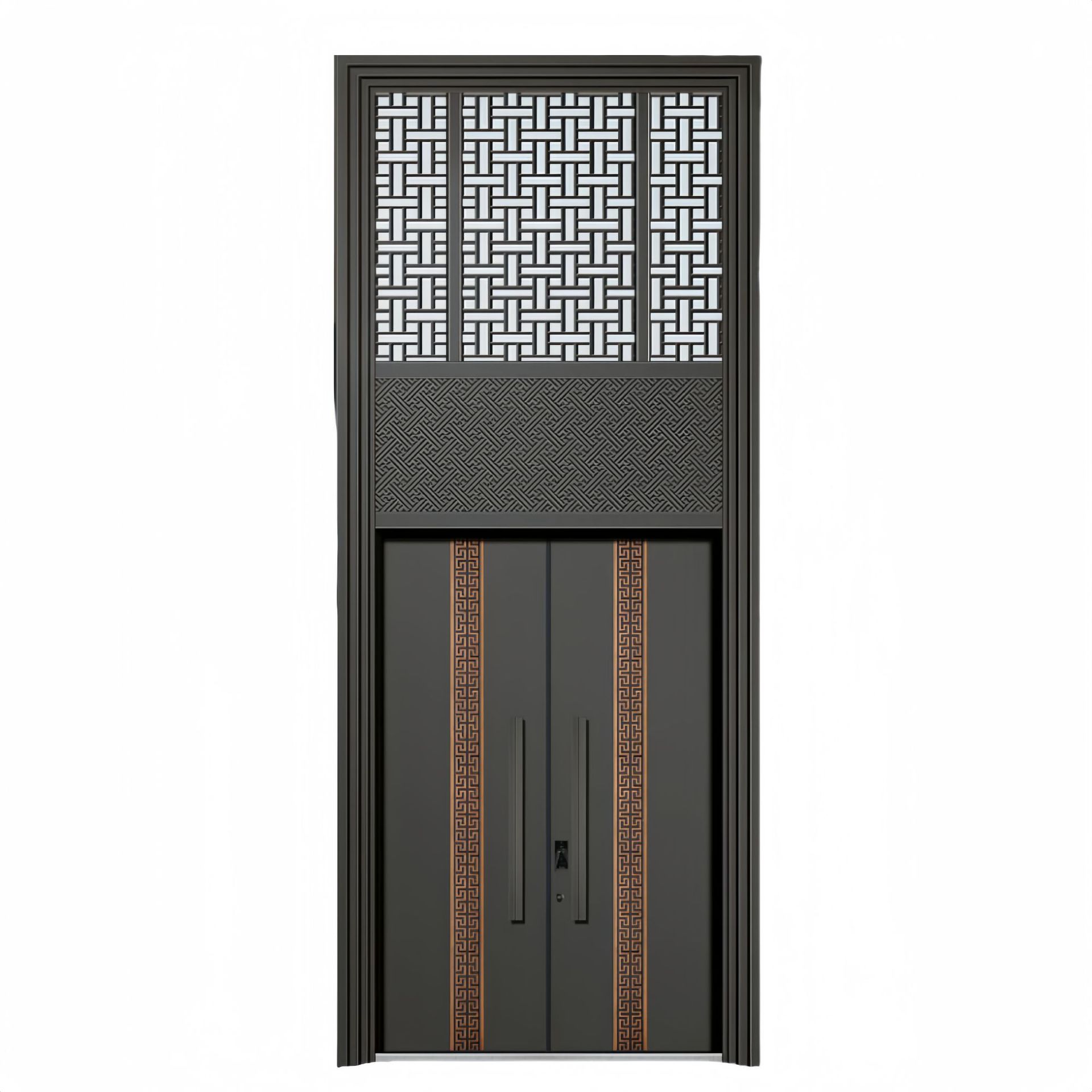 Hot-Selling Postmodern Style Cast Aluminum Metal Manual Armored Security Entrance Main Door Anti-Theft Finished Surface Total