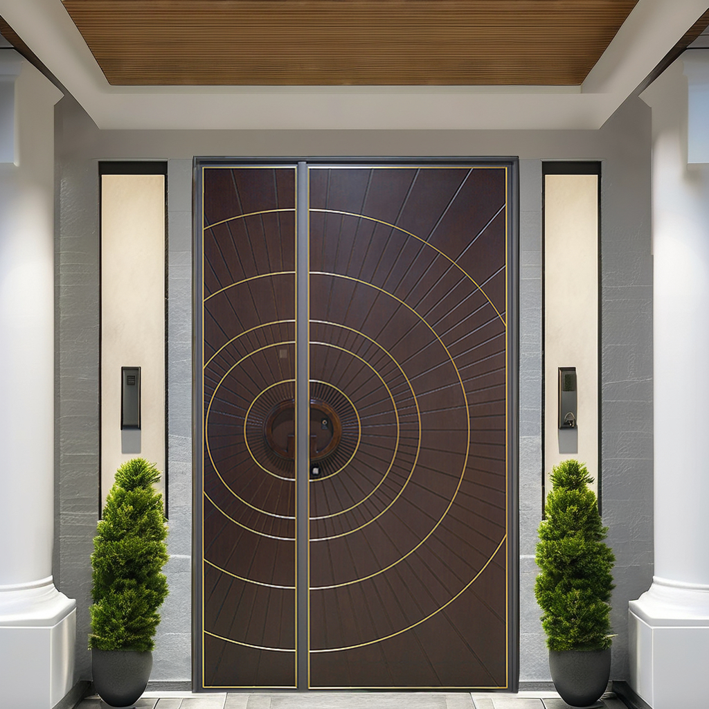 Modern Design Large Front Main Entrance Single Exterior Main Double Entry Aluminium Pivot Front Gate Doors for House