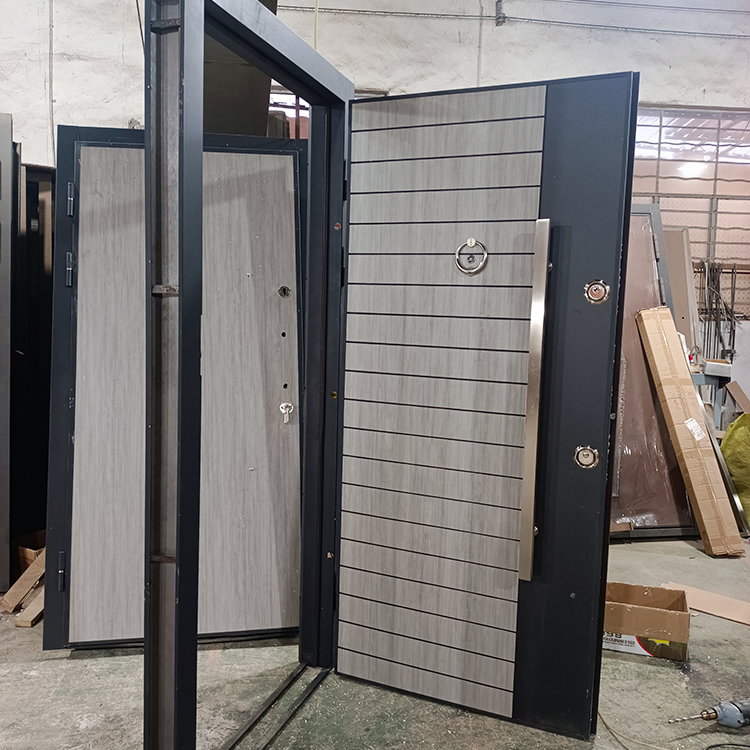 TECHTOP Modern Finished Armored Steel Security Door with Fire Prevention for Home Apartment Front Entrance