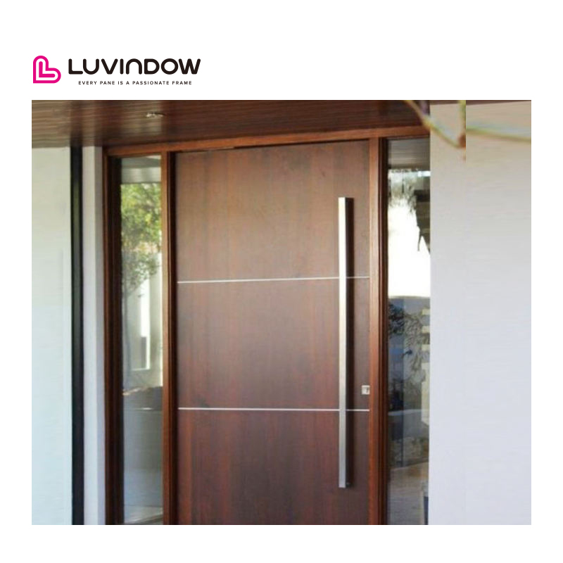 Main Entrance Interior Large Front Door Low-E Glass Single Exterior Aluminum Modern Front Entry Wooden Pivot Door